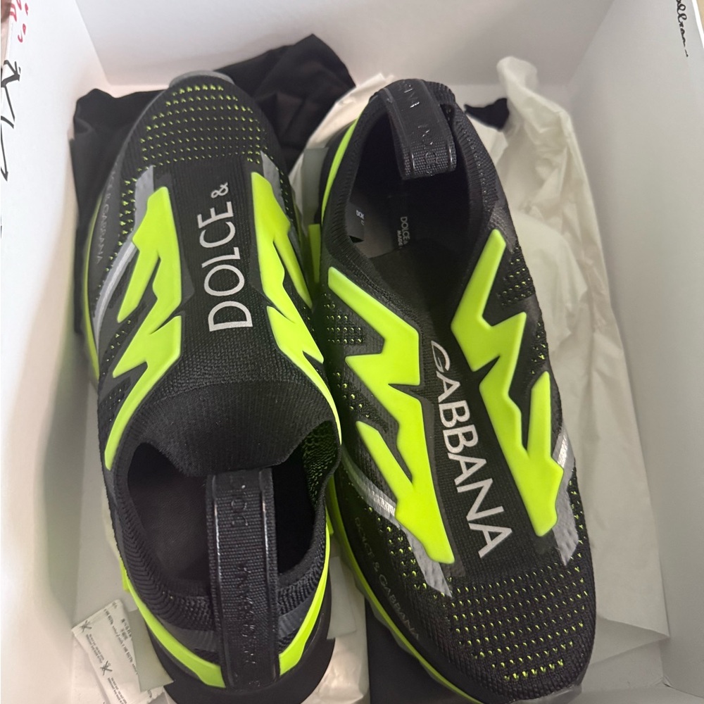 Dolce & Gabbana Black and Neon Green Sorrento sneakers